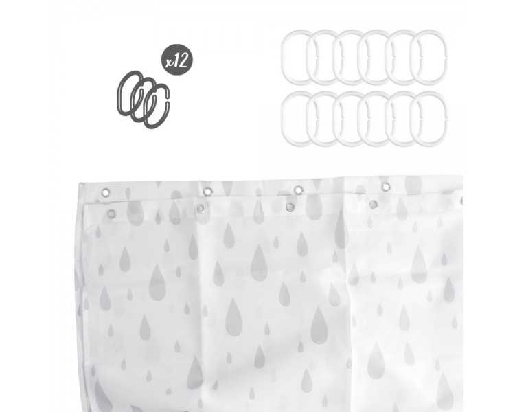 Cortina Ducha Gotas Gris 180x200 cm. Impermeable