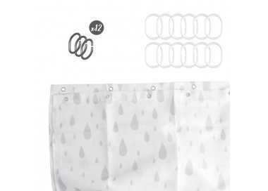 Cortina Ducha Gotas Gris 180x200 cm. Impermeable