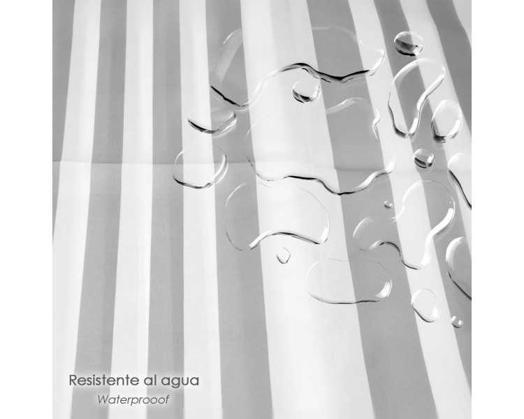 Cortina Ducha Rayas Blancas 180x200 cm. Impermeable