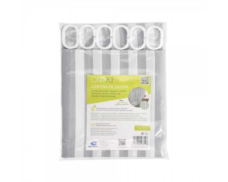 Cortina Ducha Rayas Blancas 180x200 cm. Impermeable