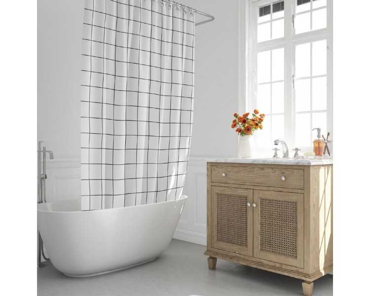 Cortina Ducha Cuadros 180x200 cm. Impermeable