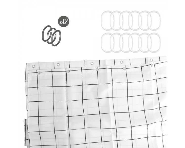 Cortina Ducha Cuadros 180x200 cm. Impermeable