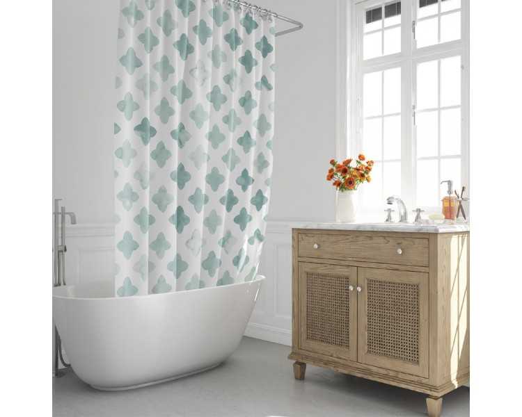 Cortina Ducha Geometrica Azul 180x200 cm. Impermeable
