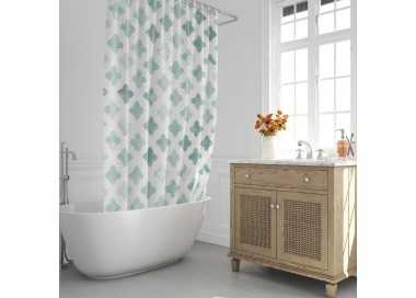Cortina Ducha Geometrica Azul 180x200 cm. Impermeable