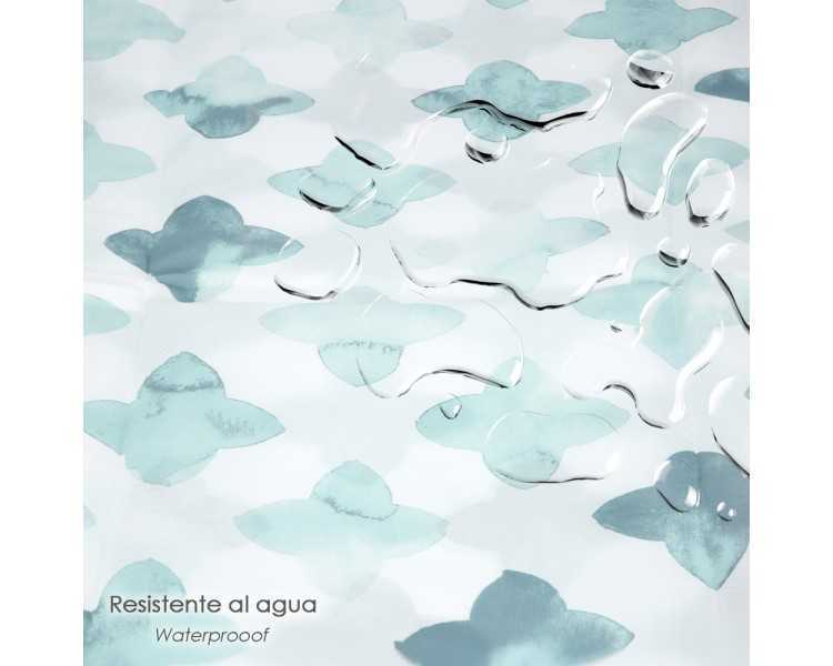 Cortina Ducha Geometrica Azul 180x200 cm. Impermeable