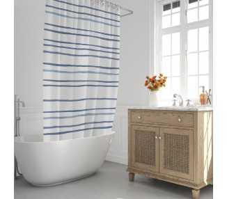 Cortina Ducha Rayas Azules 180x200 cm. Impermeable