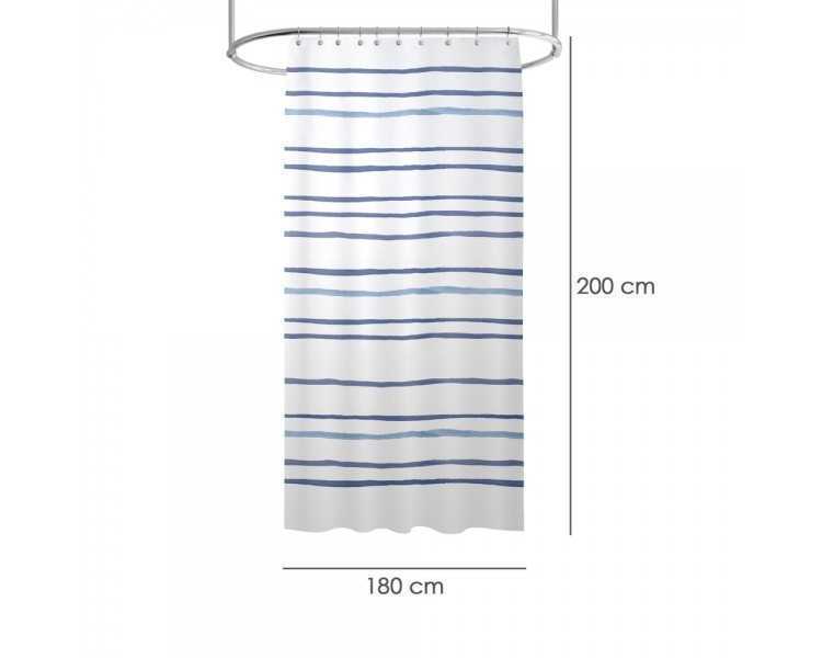 Cortina Ducha Rayas Azules 180x200 cm. Impermeable