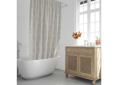 Cortina Ducha Formas Geometricas Beige 180x200 cm. Impermeable