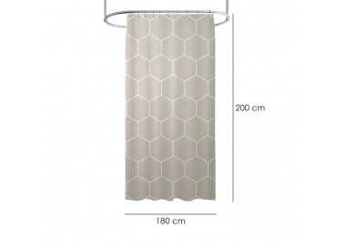 Cortina Ducha Formas Geometricas Beige 180x200 cm. Impermeable
