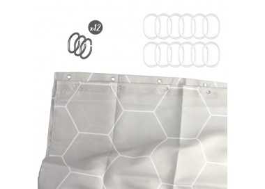 Cortina Ducha Formas Geometricas Beige 180x200 cm. Impermeable