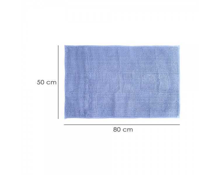 Alfombra Baño Poliéster Chenilla 50x80 cm. Azul.