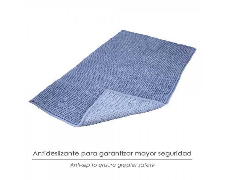 Alfombra Baño Poliéster Chenilla 50x80 cm. Azul.