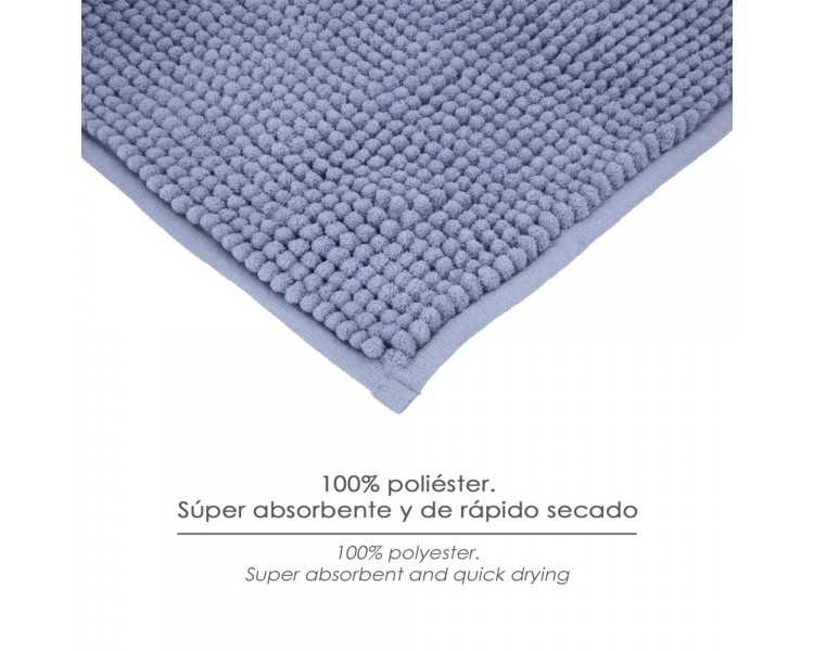 Alfombra Baño Poliéster Chenilla 50x80 cm. Azul.