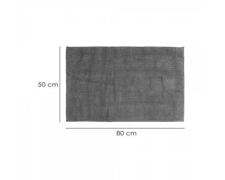 Alfombra Baño Poliéster Chenilla 50x80 cm. Gris.