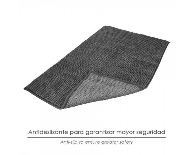 Alfombra Baño Poliéster Chenilla 50x80 cm. Gris.