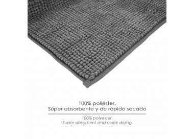 Alfombra Baño Poliéster Chenilla 50x80 cm. Gris.