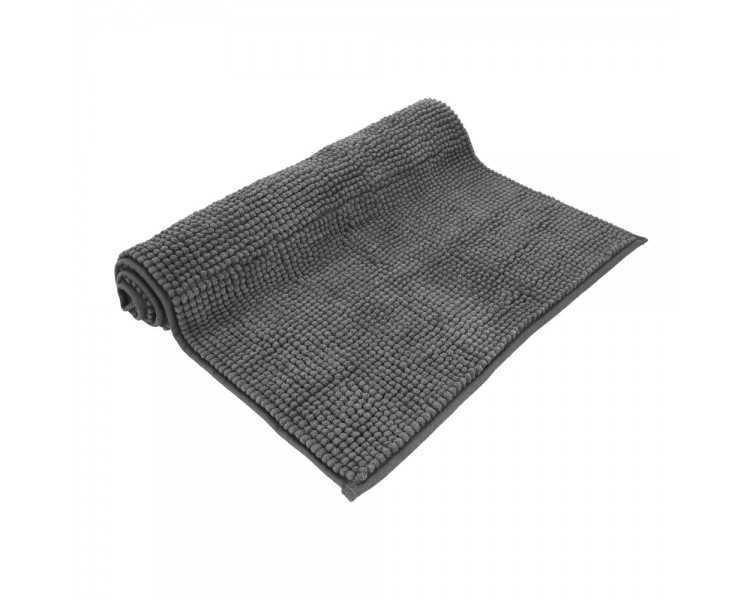 Alfombra Baño Poliéster Chenilla 50x80 cm. Gris.
