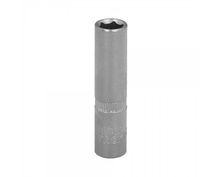 Llave Vaso 1/4" Hexagonal Larga 8 mm. Perfil de 6 caras. Acero Cromo Vanadio, Aristas Redondas