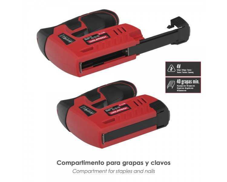 Clavadora Grapadora  Recargable, Pistola Grapas y Clavos, Clavadora a Bateria, 1.500 mAh, 40 Grapas Minuto Con Grapas y Clavos