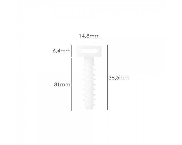 Taco Fijación Brida Nylon Blanco 8 mm. (Bolsa 100 Unidades)