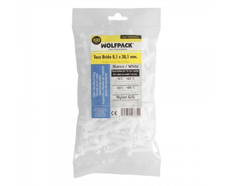 Taco Fijación Brida Nylon Blanco 8 mm. (Bolsa 100 Unidades)