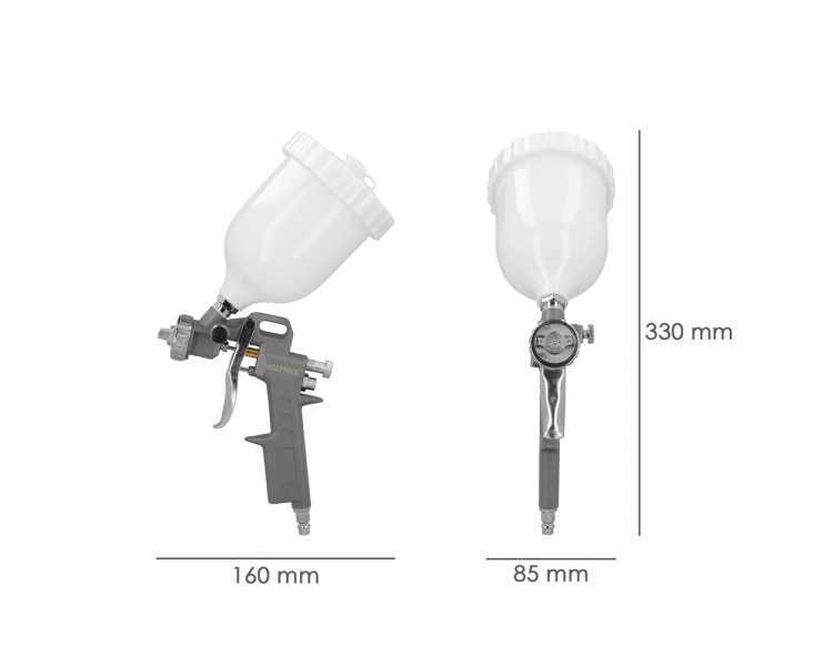 Pistola Pintar Neumática Boquilla De 1,5 mm. Con Depósito Superior 0,6 Litros y  Adaptador Rapido