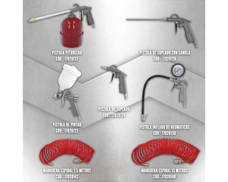 Pistola Pintar Neumática Boquilla De 1,5 mm. Con Depósito Superior 0,6 Litros y  Adaptador Rapido