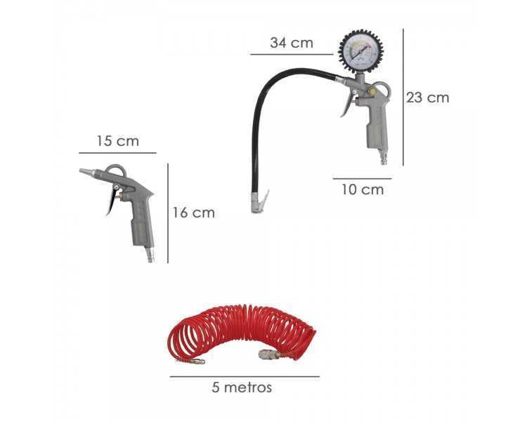 Kit Accesorios Para Compresor 3 Piezas Con Enganche Rapido, Juego de Herramientas Neumaticas Para Compresor.