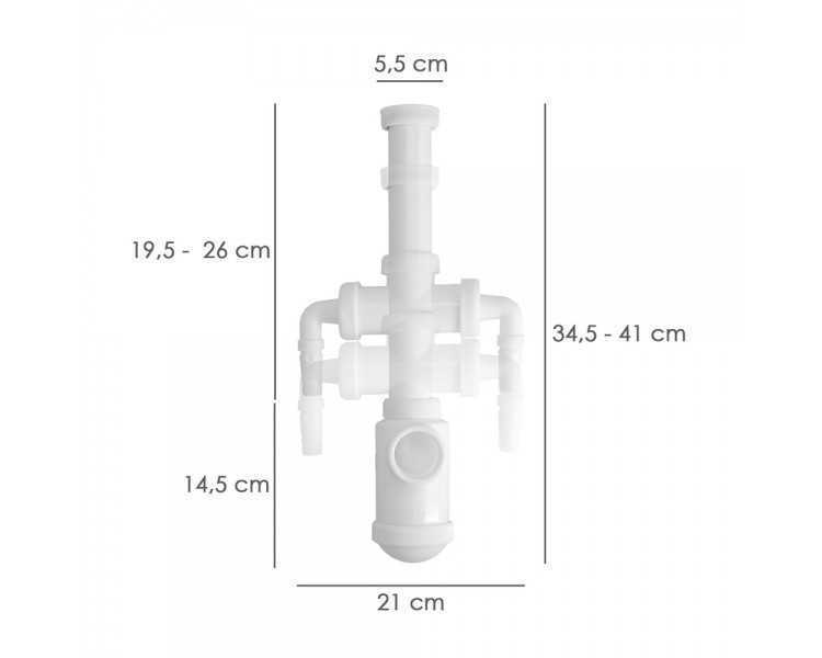 Sifon Botella Extensible 1 1/2"  Salida Ø 40mm  2 Tomas Lavadora