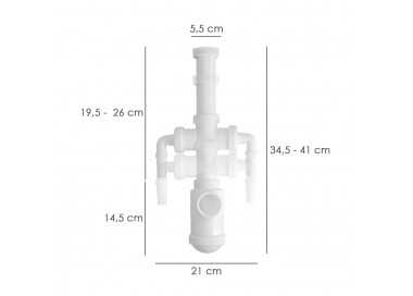 Sifon Botella Extensible 1 1/2"  Salida Ø 40mm  2 Tomas Lavadora