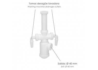 Sifon Botella Extensible 1 1/2"  Salida Ø 40mm  2 Tomas Lavadora