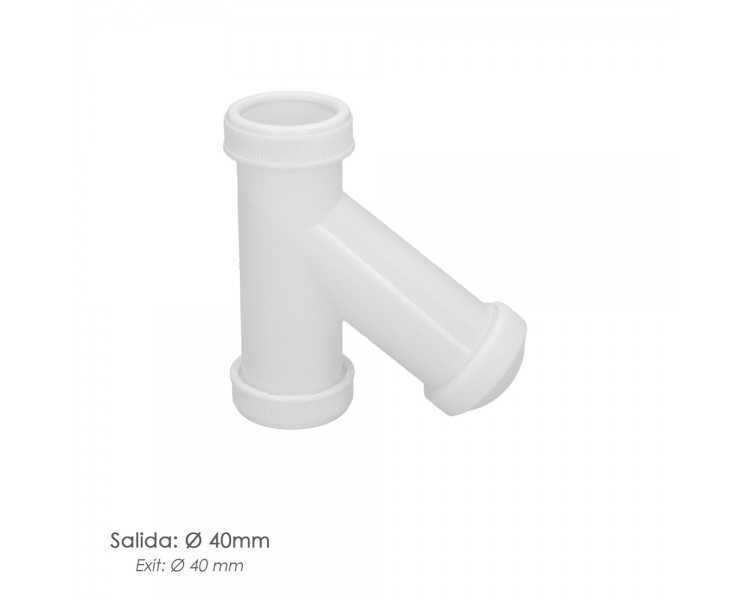 Sifon En  Y, 1 1/2" Salida Ø 40 Mm Para Tubos Lisos
