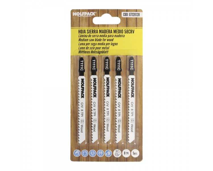 Hojas Sierra Calar Para Madera Corte Medio 5 Piezas. Hoja Cromo Vanadio 58. Vastago T Universal
