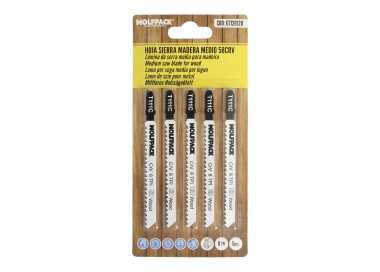 Hojas Sierra Calar Para Madera Corte Medio 5 Piezas. Hoja Cromo Vanadio 58. Vastago T Universal