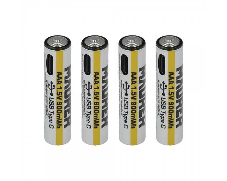 Pila AAA 1,5v Recargable Por Usb-c (4 unidades)