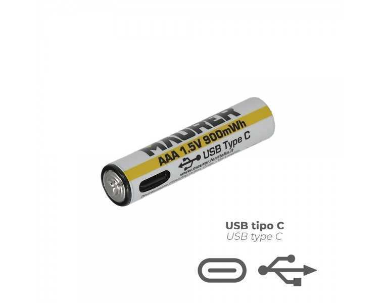 Pila AAA 1,5v Recargable Por Usb-c (4 unidades)