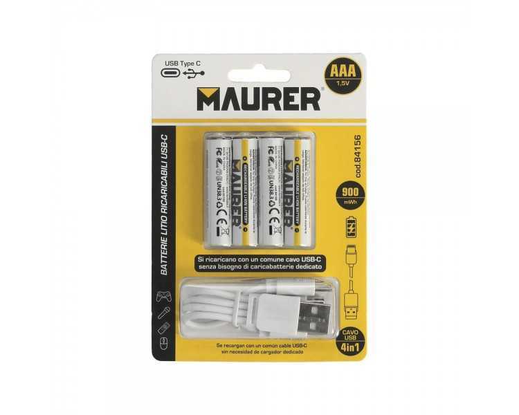 Pila AAA 1,5v Recargable Por Usb-c (4 unidades)
