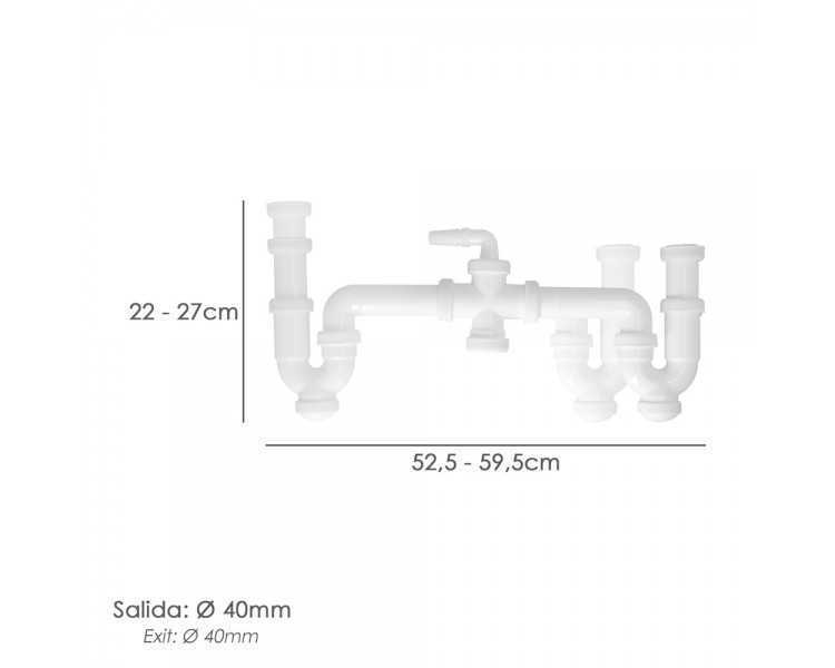 Sifon Doble Con Racor 1 1/2" Salida Ø 40 Mm Extralargo