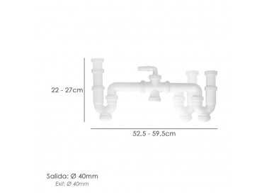 Sifon Doble Con Racor 1 1/2" Salida Ø 40 Mm Extralargo