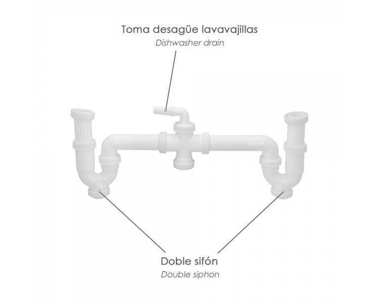 Sifon Doble Con Racor 1 1/2" Salida Ø 40 Mm Extralargo