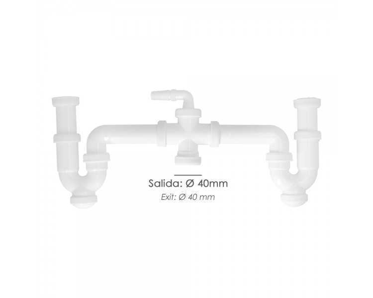 Sifon Doble Con Racor 1 1/2" Salida Ø 40 Mm Extralargo
