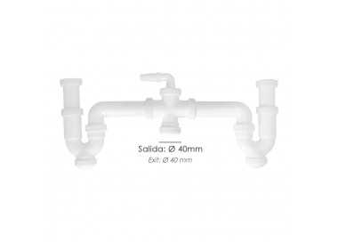 Sifon Doble Con Racor 1 1/2" Salida Ø 40 Mm Extralargo