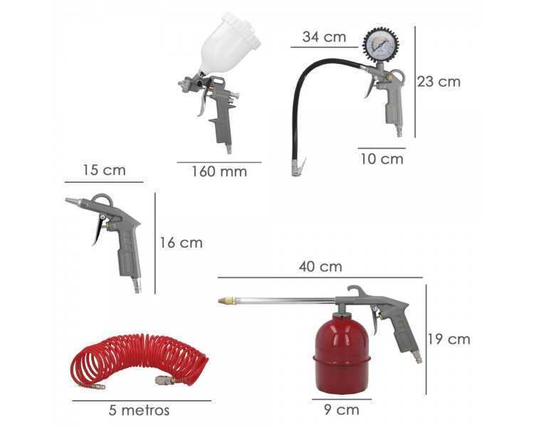 Kit Accesorios Para Compresor Aire Comprimido 5 Piezas Con Click Rapido