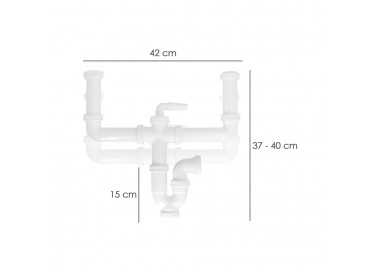 Sifon Doble Extensible Con Dos Evacuaciones  1 1/2" Salida De Ø 40 Mm