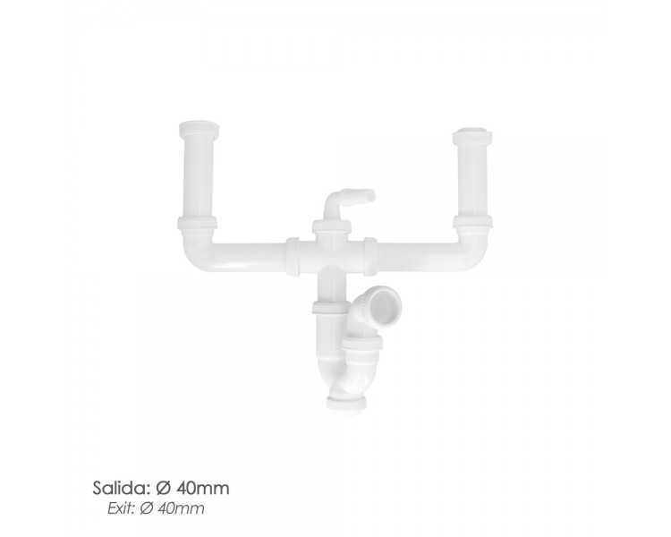 Sifon Doble Extensible Con Dos Evacuaciones  1 1/2" Salida De Ø 40 Mm