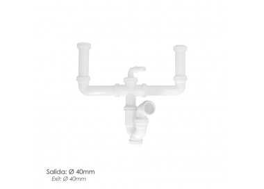 Sifon Doble Extensible Con Dos Evacuaciones  1 1/2" Salida De Ø 40 Mm