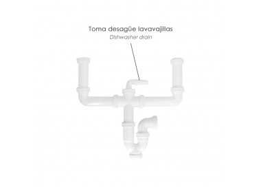 Sifon Doble Extensible Con Dos Evacuaciones  1 1/2" Salida De Ø 40 Mm