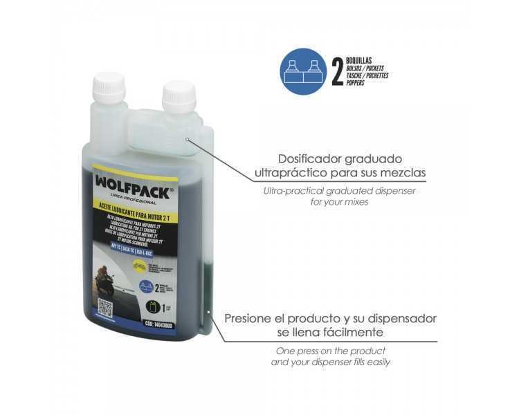 Aceite Lubricante 2 Tiempos 1 Litro (2 Boquillas)