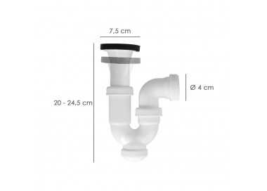 Sifon Curvo Extensible Con Valvula y Tapon 1 1/2" Ø 40 Mm
