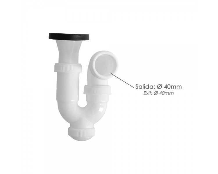 Sifon Curvo Extensible Con Valvula y Tapon 1 1/2" Ø 40 Mm